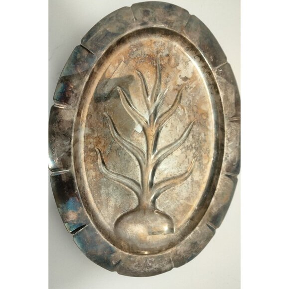 Vintage Silverplate Serving Platter Turkey Meat Tray Oval Footed Classic - Picture 3 of 6